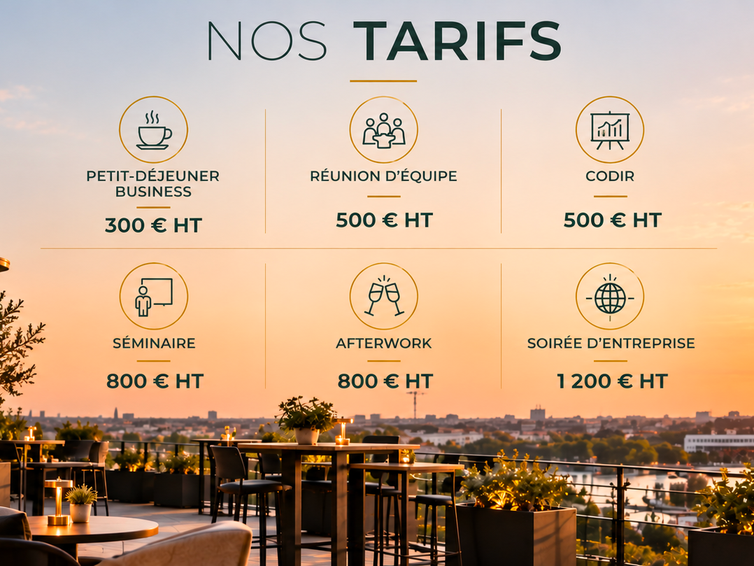 Nos tarifs sur terrasse au coucher du soleil2